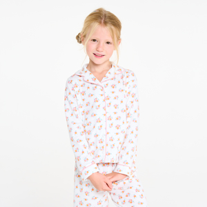 Pyjama 2 pièces en jersey fleuri orange Fille 1