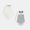 Body coton piqué col polo blanc bébé garçon (lot de 2)