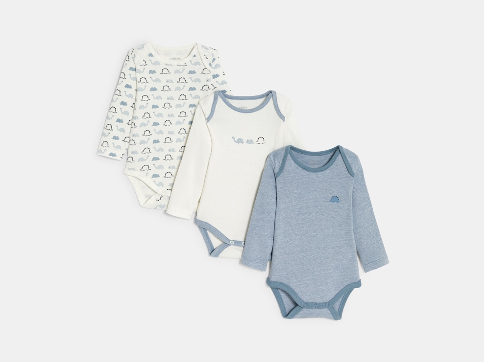 Blauer Body mit amerikanischem Kragen und Dinosauriern Kleinkind Jungen 1