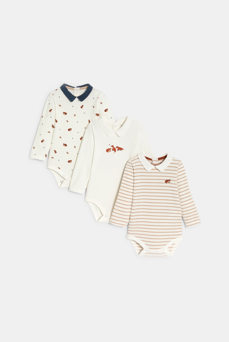 Bodi de zorros marrón para bebé niño (pack de 3) 1