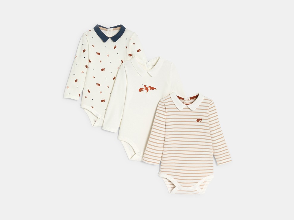 Body renards marron bébé garçon (lot de 3) 1
