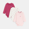 Body à petit col rose bébé fille (lot de 3)