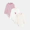 Body manches longues petit col rose bébé fille (lot de 3)