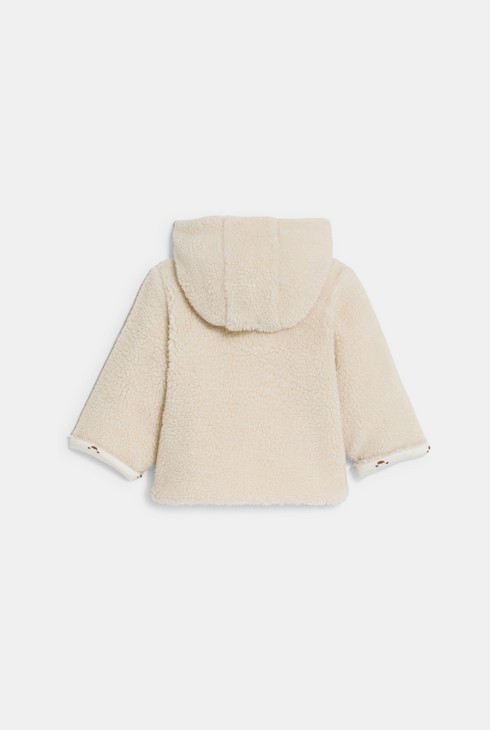 Veste à capuche en fausse fourrure beige bébé garçon 2