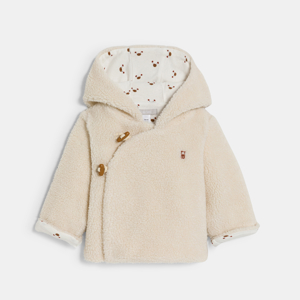 Baby boy's beige faux fur hooded jacket 1