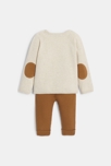 Pull maille tricot ours et pantalon maille marron bébé garçon 4