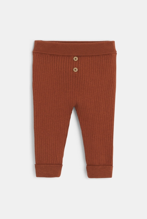 Pull maille tricot ours et pantalon marron bébé garçon