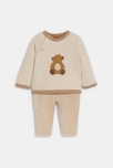 Sweat molleton ours et pantalon velours beige bébé garçon
