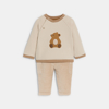 Sweat molleton ours et pantalon velours beige bébé garçon