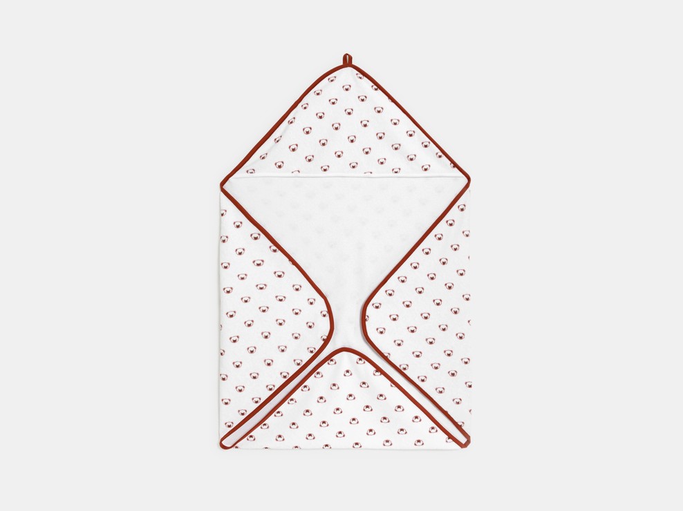 Cape de bain éponge et popeline ours marron bébé garçon 1