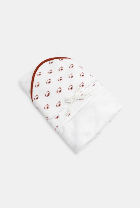 Baby boy's brown bear terry and poplin bath cape 2