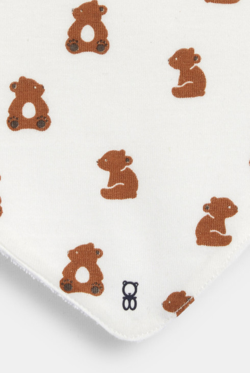 Baby boy's brown bear cotton bib (set of 2) 2