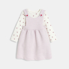 Robe coton effet côtelé et body rose bébé fille