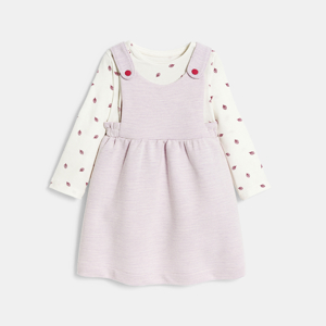 Robe coton effet côtelé et body rose bébé fille 1