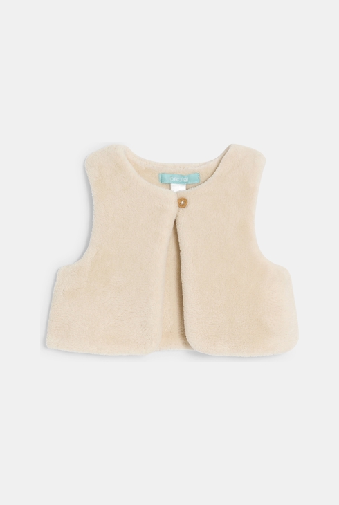 Robe velours roses et gilet sherpa blanc bébé fille
