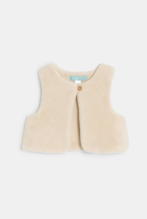 Robe velours roses et gilet sherpa blanc bébé fille 2