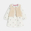 Robe velours roses et gilet sherpa blanc bébé fille