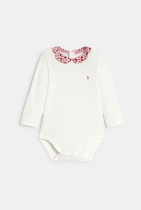 Body und kurze rosa Latzhose aus Samt Kleinkind Mädchen 2