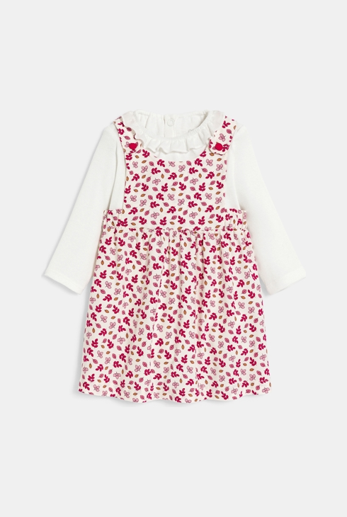 Robe fleurie et body rose bébé fille 1