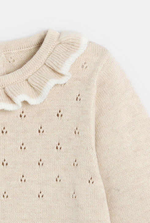 Combi courte maille tricot beige bébé fille
