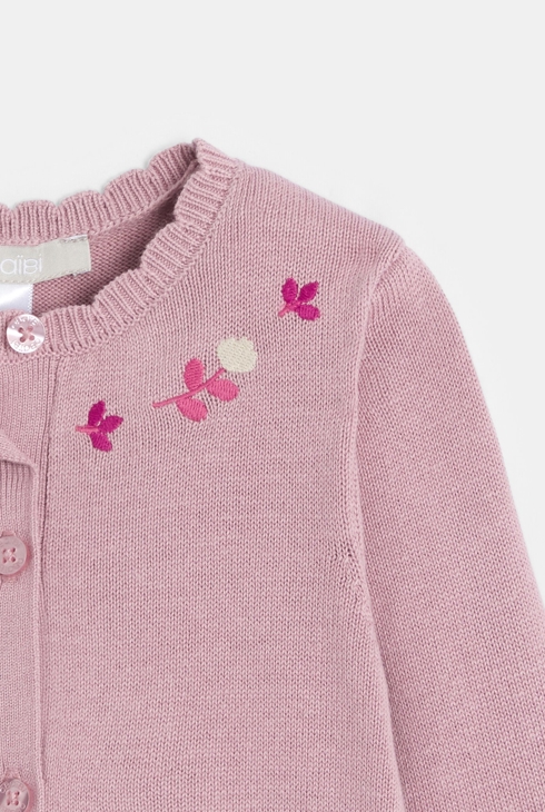 Langer Einteiler aus Strickgewebe Mauve Baby Mädchen 2