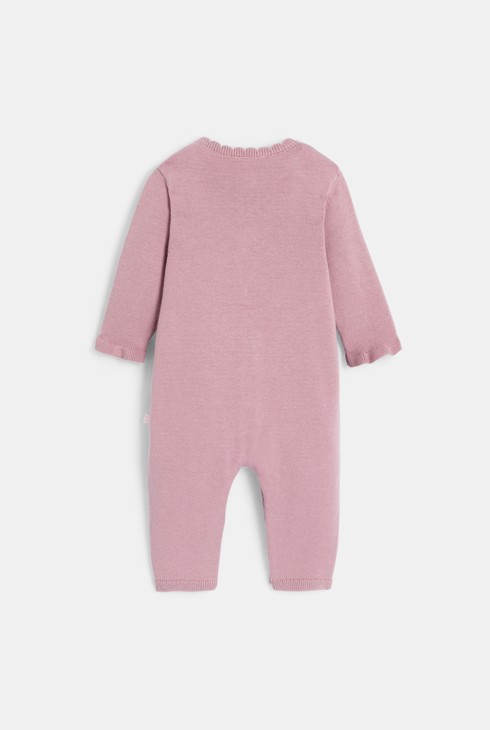 Langer Einteiler aus Strickgewebe Mauve Baby Mädchen 2