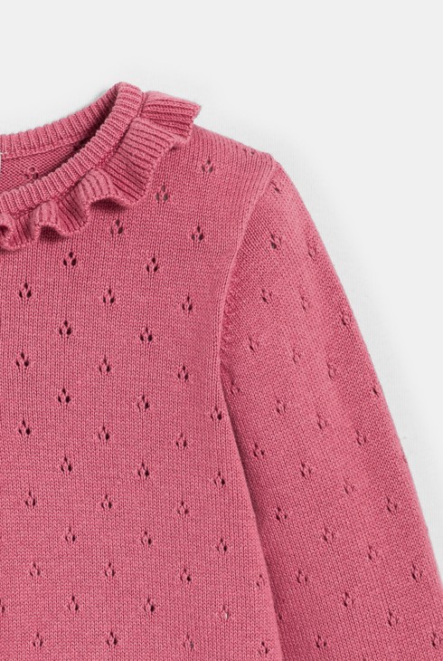 Gilet maille tricot fantaisie rose bébé fille 2