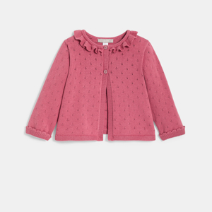 Gilet maille tricot fantaisie rose bébé fille 1