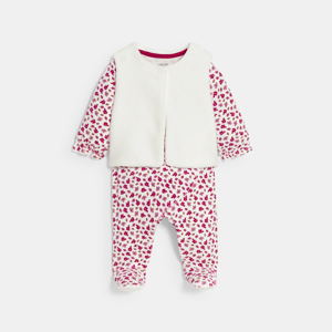 Roze fluwelen pyjamapakje met bloemen en zachte boavest voor babymeisjes 1