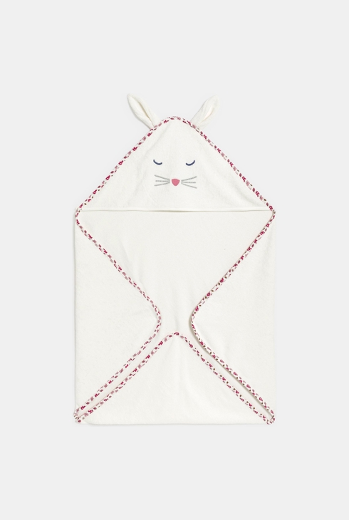 Capa de baño unisex felpa y popelín conejo blanco bebé 1