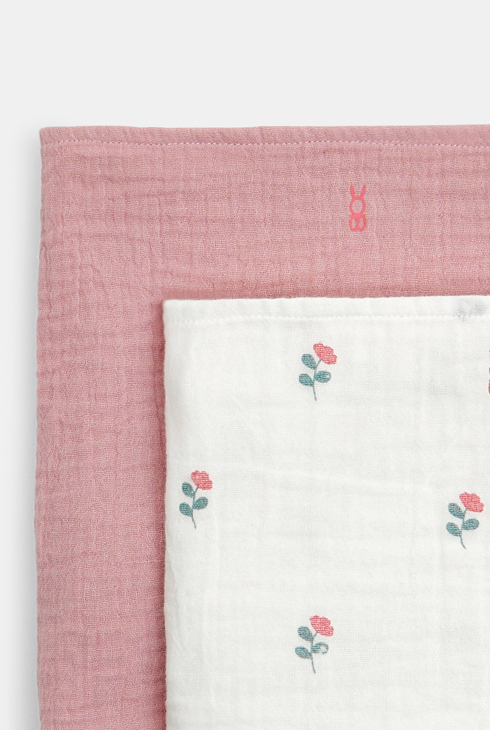 Langes gaze de coton rose bébé fille (lot de 2)