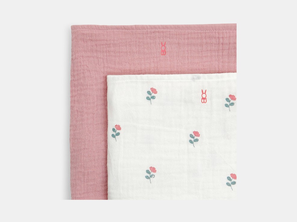 Langes gaze de coton rose bébé fille (lot de 2) 2