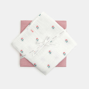 Langes gaze de coton rose bébé fille (lot de 2) 1