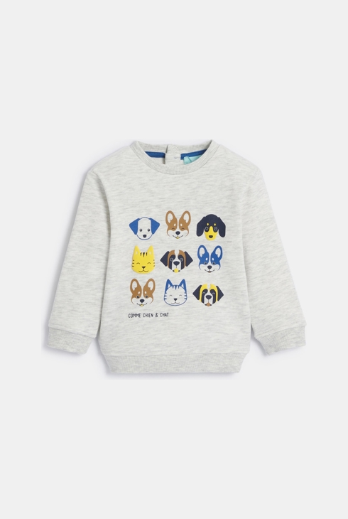 Graues Sweatshirt aus Molton mit Tiermotiv Kleinkind Junge 1