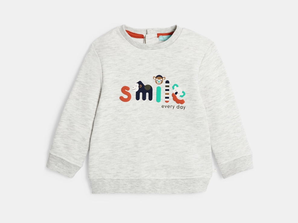 Sweat molleton animaux gris bébé garçon 1