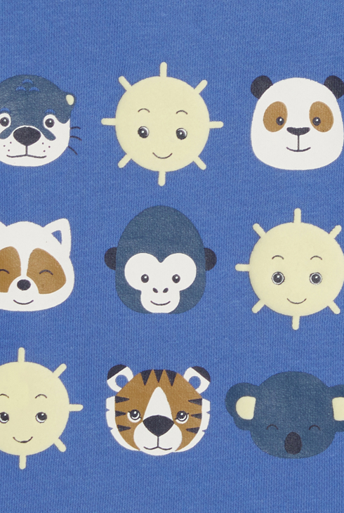 Blaues Sweatshirt aus Molton mit Tiermotiv Kleinkind Junge