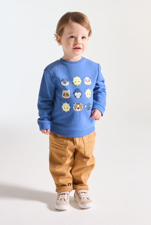 Sweat molleton animaux bleu bébé garçon 1