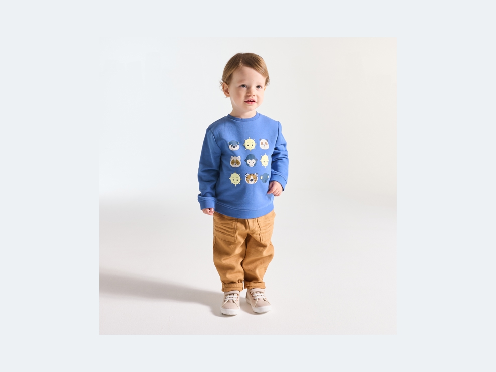 Sweat molleton animaux bleu bébé garçon 1