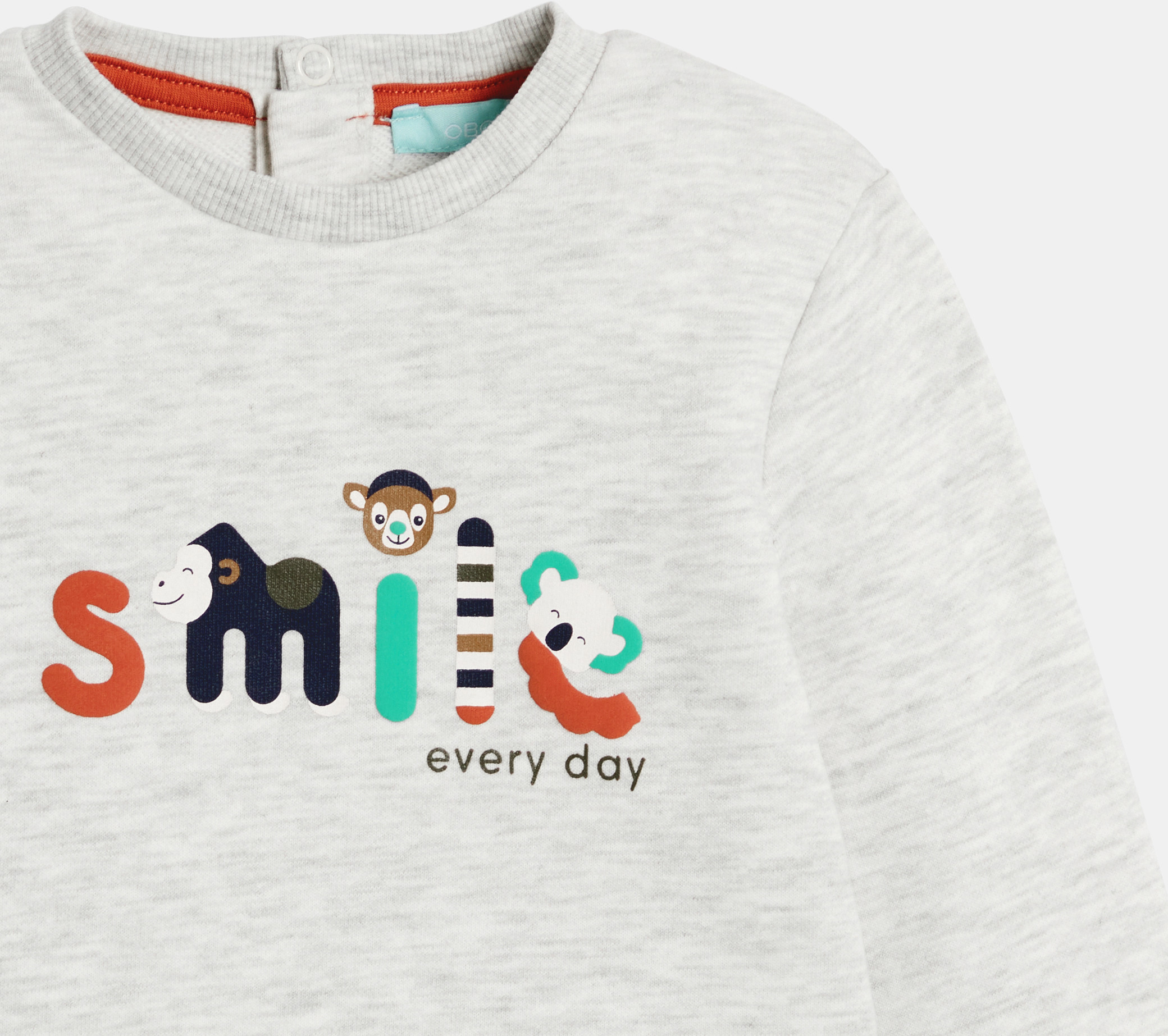 Sweat molleton animaux gris bébé garçon 2