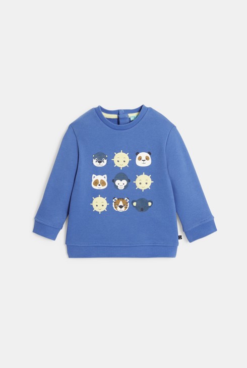 Blaues Sweatshirt aus Molton mit Tiermotiv Kleinkind Junge 2
