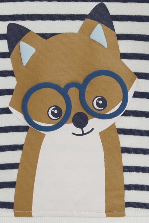 Baby boy's grey striped fox fleece sweatshirt 2
