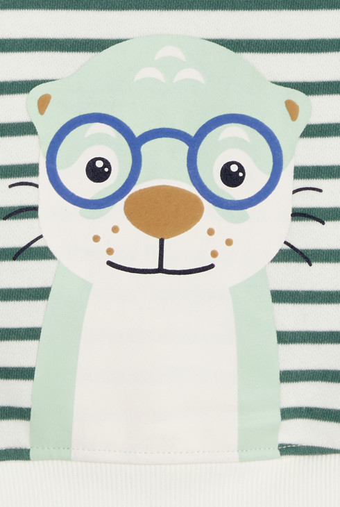 Groene sweater van joggingstof met diertjes voor babyjongens 2