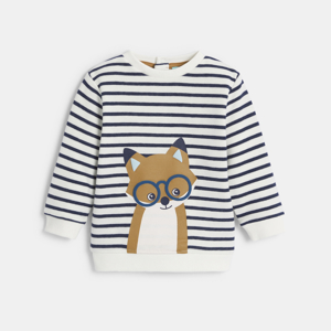 Baby boy's grey striped fox fleece sweatshirt 1