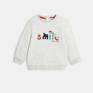 Grijze sweater van joggingstof met diertjes voor babyjongens 1