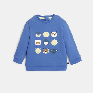 Sudadera muletón animales azul bebé niño 1