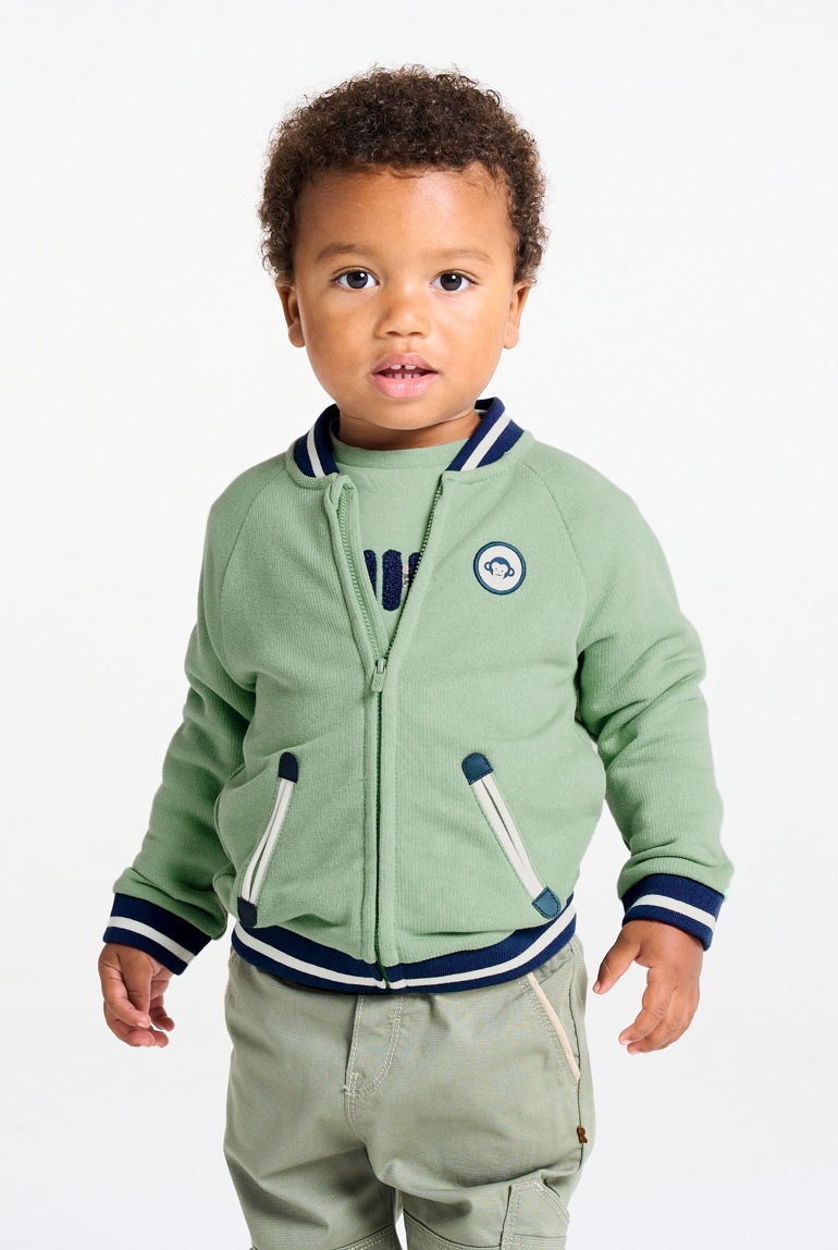 Gilet zippé fantaisie singe vert bébé garçon 1