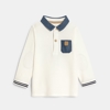 Polo maille piquée chambray singe blanc bébé garçon