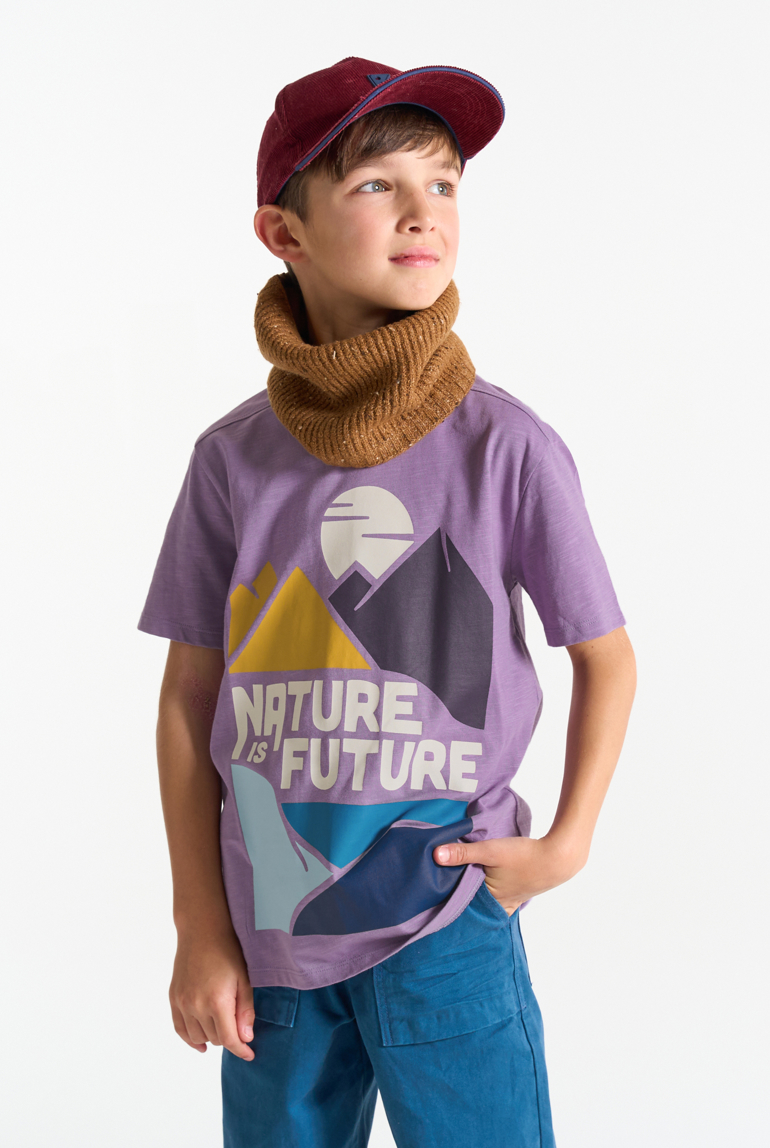 T-shirt à message violet Garçon 1