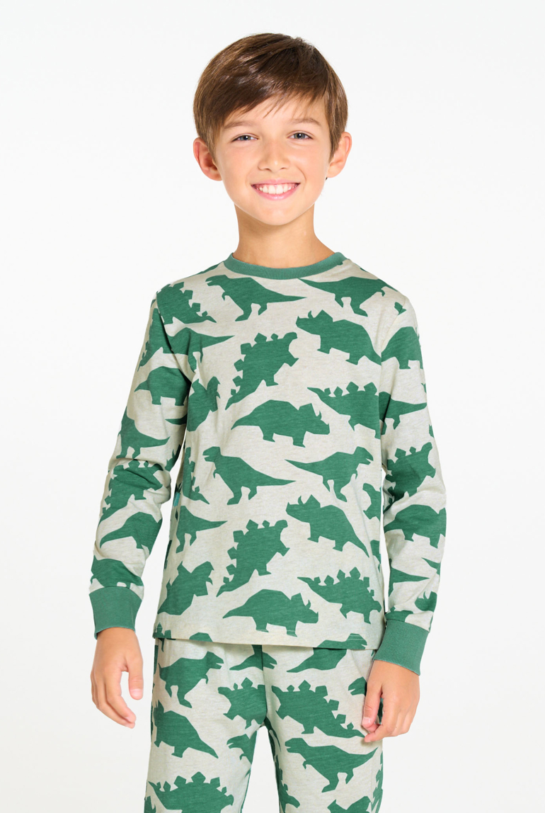 Pyjama 2 pièces motif dinosaures vert Garçon 1