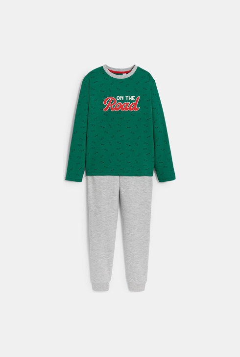 Pigiama 2 pezzi in jersey verde bambino 1